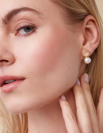 Karina Pearl Stud Earrings Peach