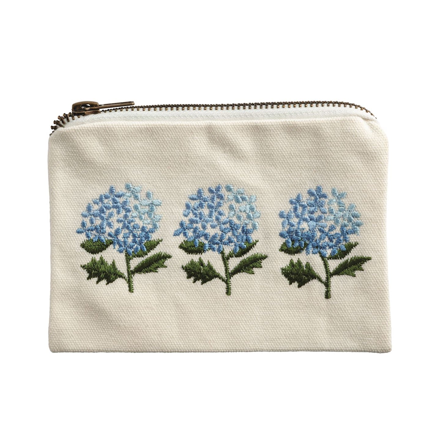 Blue Hydrangea Embroidery Zipper Pouch