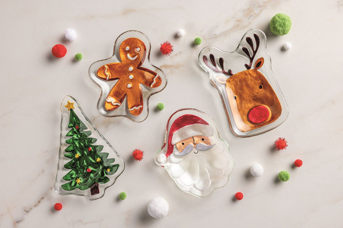 Christmas Glass Tidbit Plates | Assorted Styles