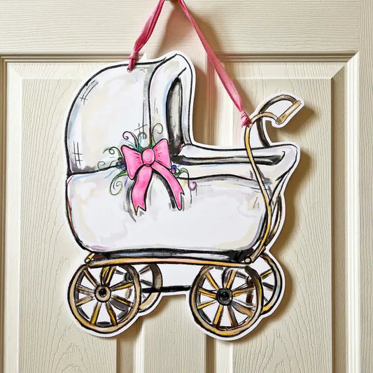 Door Hanger | Baby Carriage | Pink