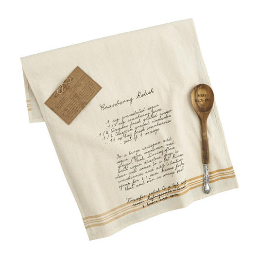 Thanksgiving Recipe Spoon & Towel Set | Cranberry