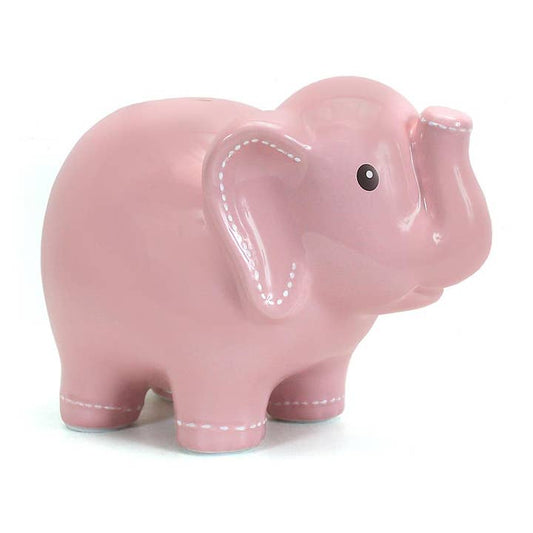 Pink Large Stitched Elephant Bank