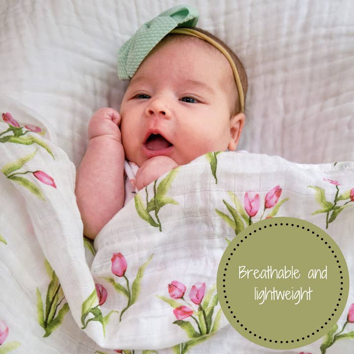 Muslin Swaddle Blanket | Tulip Garden