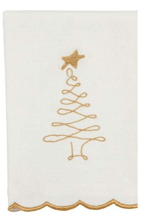 Gold Christmas Scallop Towel | Tree