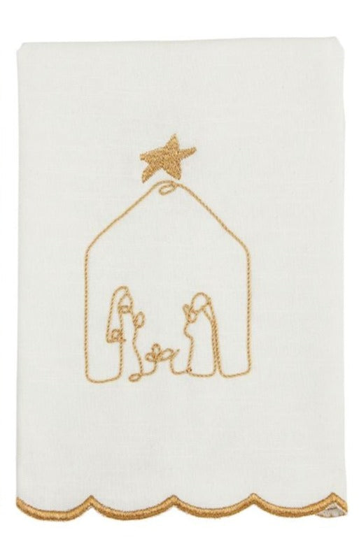 Gold Christmas Scallop Towel | Nativity