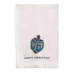 Dreidel Beaded Hanukkah Towel
