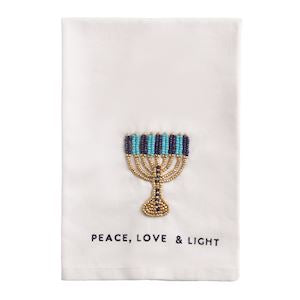 Menorah Beaded Hanukkah Towel