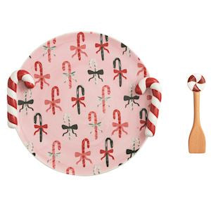 Candy Cane Cookie Plate Set