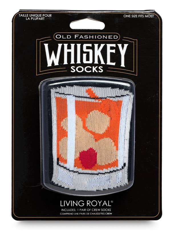 3D Packaged Crew Socks | Whiskey Old Fashioned