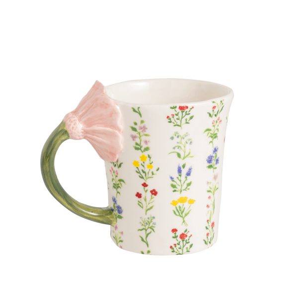 Pattern With Pink Flower Handle Mug