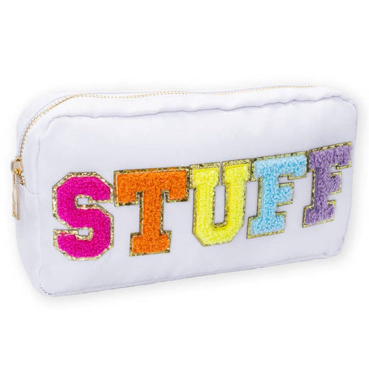 Nylon Chenille Travel Makeup Pouch | Stuff | White/Multi