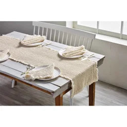 Cream Waffle Weave Table Runner
