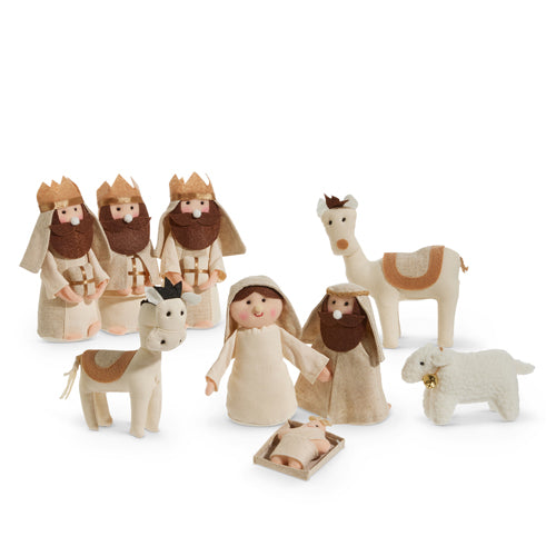 Small Ivory Fabric Christmas Nativity Set