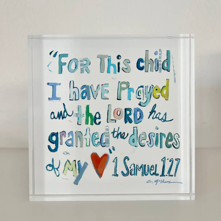 Acrylic Shelfie | 1 Samuel 1:27 Verse | More Blues