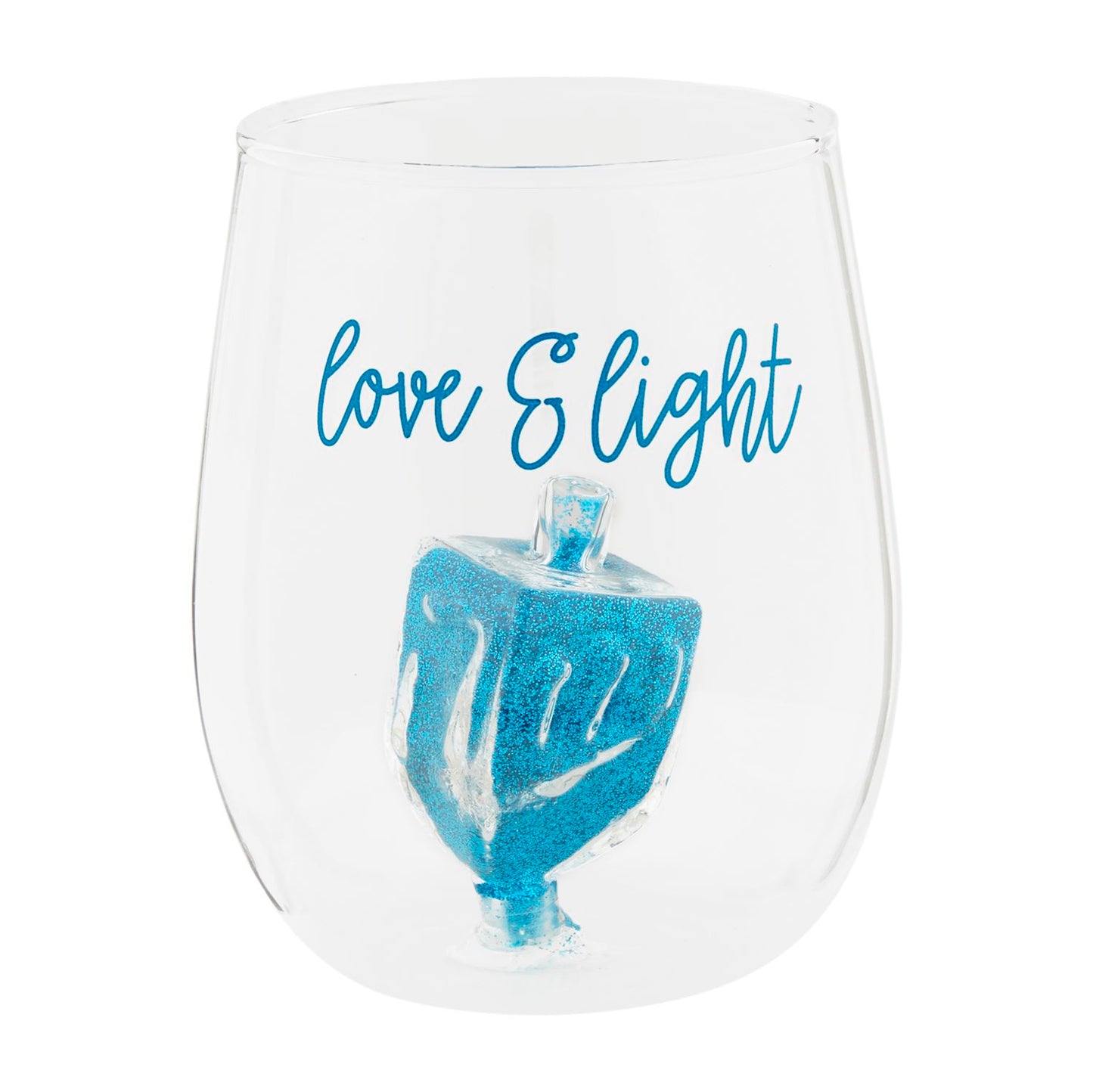 Hanukkah Glitter Wine Glass | Love