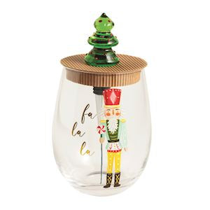 Tree Nutcracker Wine Glass Set