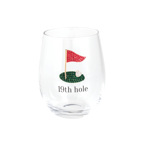 Flag Jeweled Golf Wine Glass