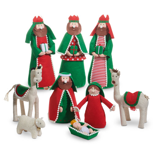 Red & Green Nativity Set | 15"