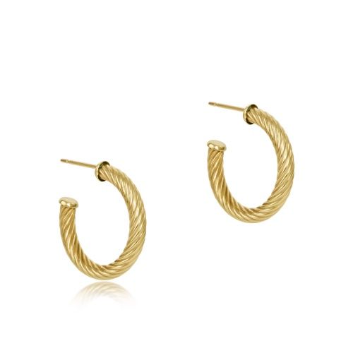 Round Gold 1.125" Post Hoop | 4mm Textured Twist