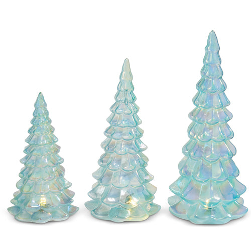 Lighted Blue Iridescent Trees | Assorted Sizes
