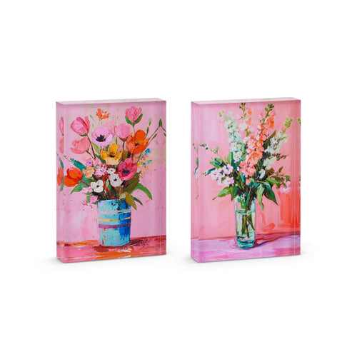 8" Blooms in Vase Acrylic Block