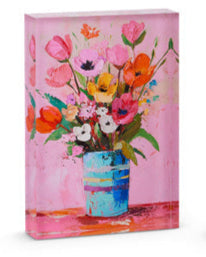 8" Blooms in Vase Acrylic Block