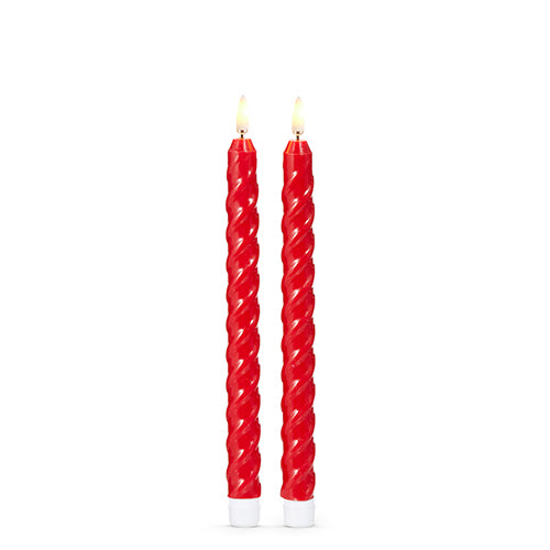Red Twist Taper Candles | 11.5"