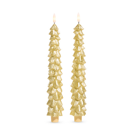 Gold Tree Taper Candles | 10.5"