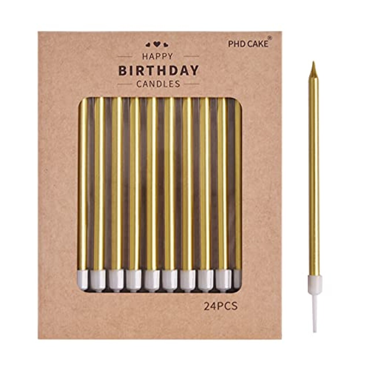 Thin Gold Birthday Candles | Set of 24
