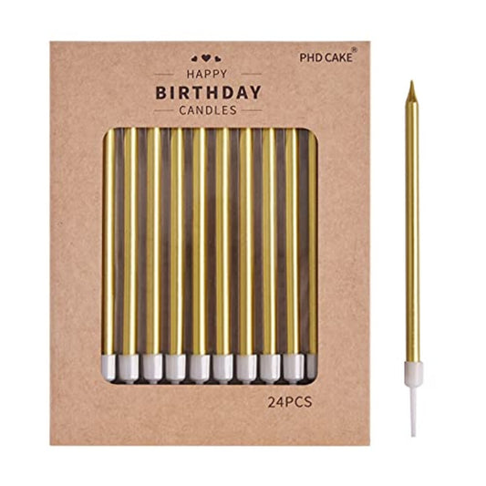 Thin Gold Birthday Candles | Set of 24