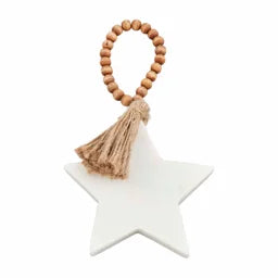 Wood Star Marble Ornament