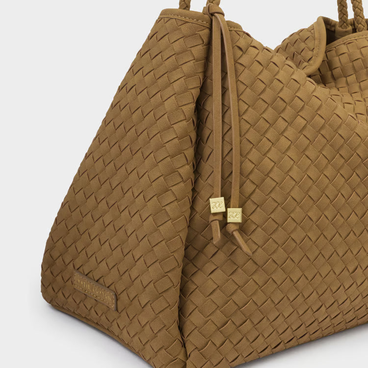 Nova Hand Woven Large Shoulder Bag | Light Caramel Suedette