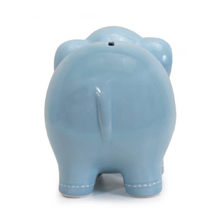 Blue Large Stitched Elephant Bank