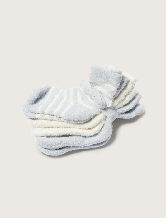 CozyChic Lite 3 Pair Infant Sock Set | Blue/Pearl
