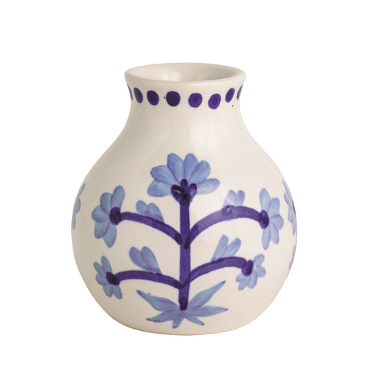 Small Blue Floral Bud Vase