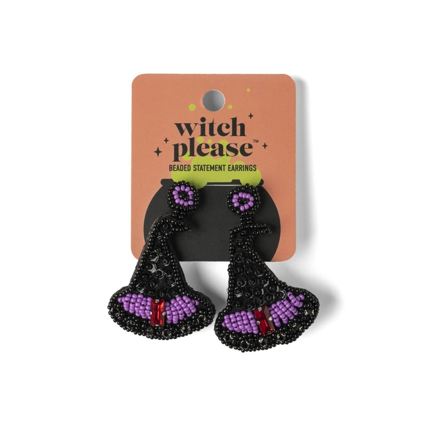 Witch Please | Halloween Statement Earrings | Hat