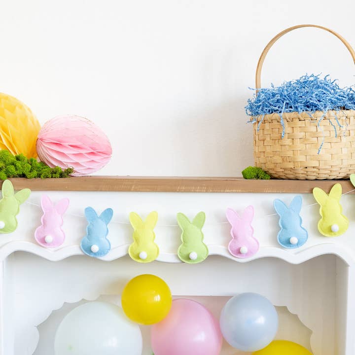 Puffy Felt Pastel Easter Bunny Banner