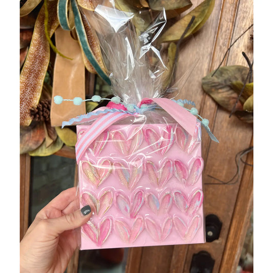 6"x6" Painted Canvas | Pink Hearts