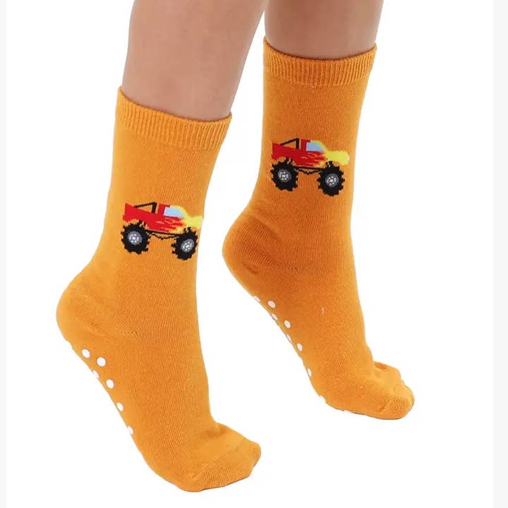 3D Packaged Crew Socks | Orange Monster Truck