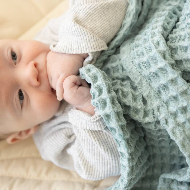 Waffle Baby Blanket | Fog Blue