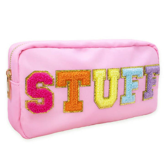 Nylon Chenille Travel Makeup Pouch | Stuff | Pink