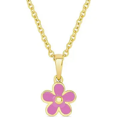 Pendant Necklace | Gold | Flower | Pink