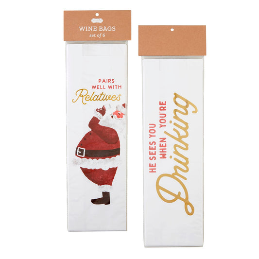 Christmas Paper Wine Bag Sets | Relatives