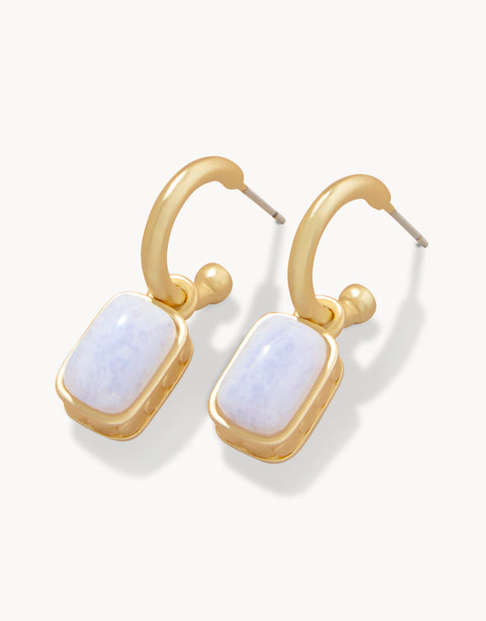 Naia Drop Hoop Earrings - Blue Chalcedony