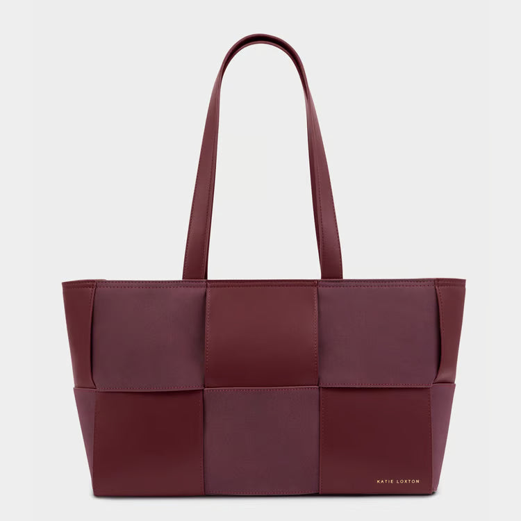 Taya Hand Woven Suedette Tote Bag | Cherry