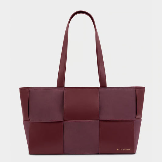 Taya Hand Woven Suedette Tote Bag | Cherry