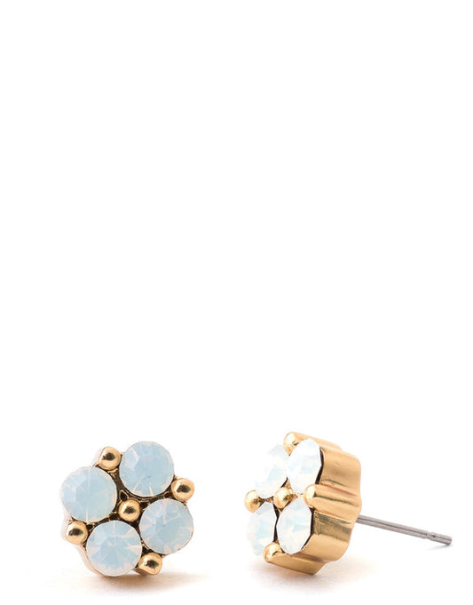 Clover Gem Stud Earrings Opal