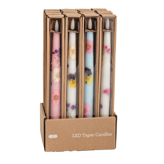 Flower Flameless Taper Candles | Assorted