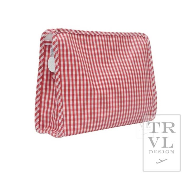 Large Roadie Zip Pouch | Gingham Red