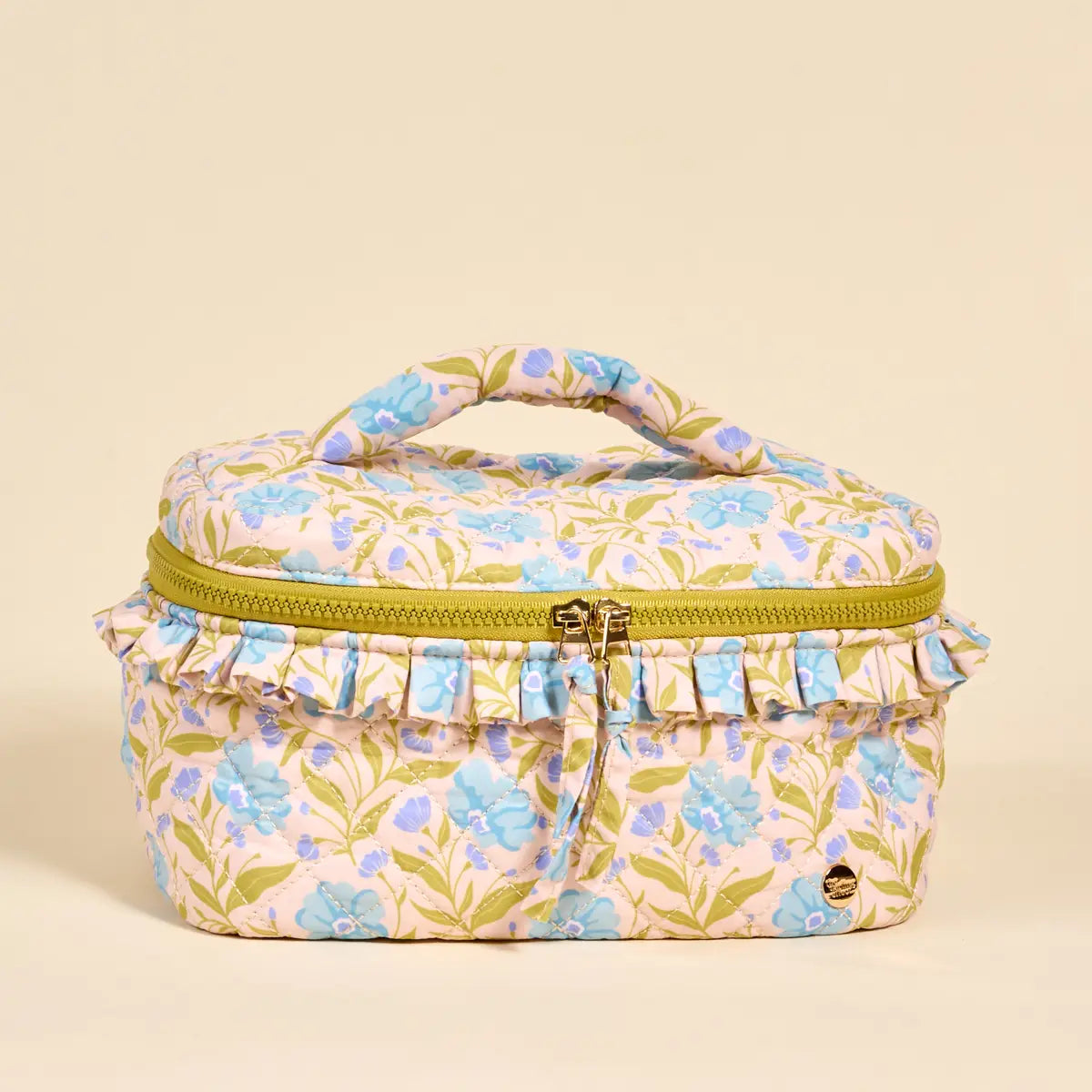 Glam & Go Quilted Cosmetic Bag | Poppin' Petals Aqua